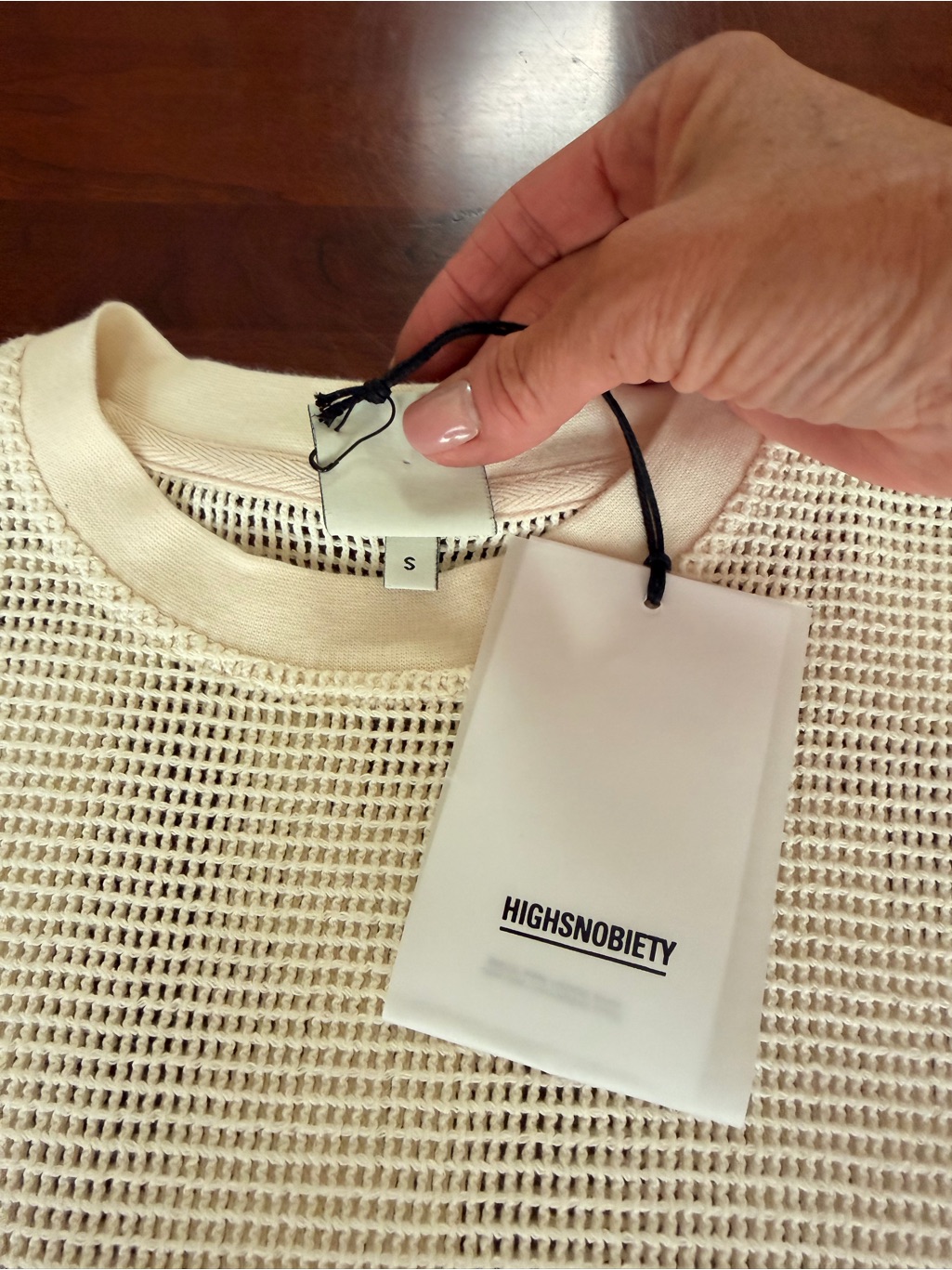Highsnobiety Men’s Open Mesh Short Sleeve Shirt Off-White/Cream Size Small — image 2 of 8